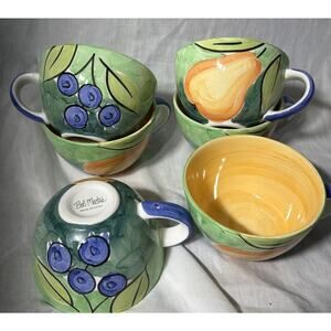 VTG BOB MACKIE Design 2000 Fruit Pears Over-sized Soup Chili Coffee Mugs